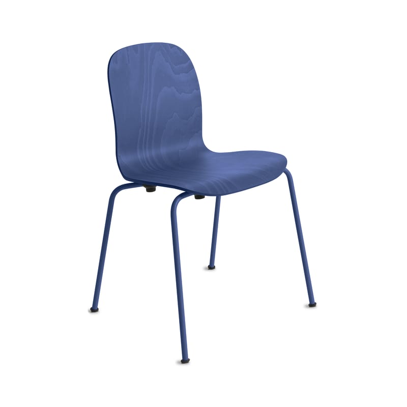 Mobilier - Chaises, fauteuils de salle à manger - Chaise empilable Tate Color bois bleu /Jasper Morrison, 2012 - Cappellini - Bleu de Prusse - Acier, Contreplaqué de hêtre teinté