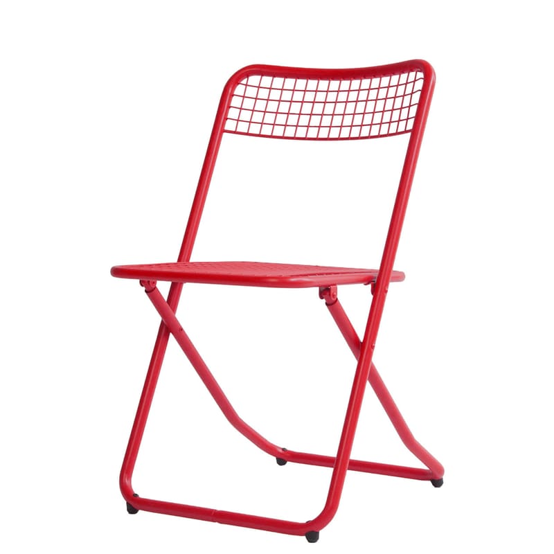 Mobilier - Chaises, fauteuils de salle à manger - Chaise pliante 085 métal rouge / grillagé - Houtique - Rouge - Acier laqué époxy