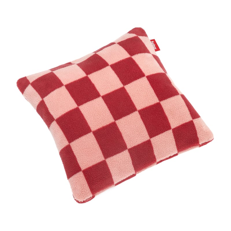 Décoration - Coussins - Coussin Teddy Chess tissu rouge / Tissu duveteux - 50 x 50 cm / Edition limitée - Fatboy - Motif Chess / Rouge - Polypropylène, Tissu peluche