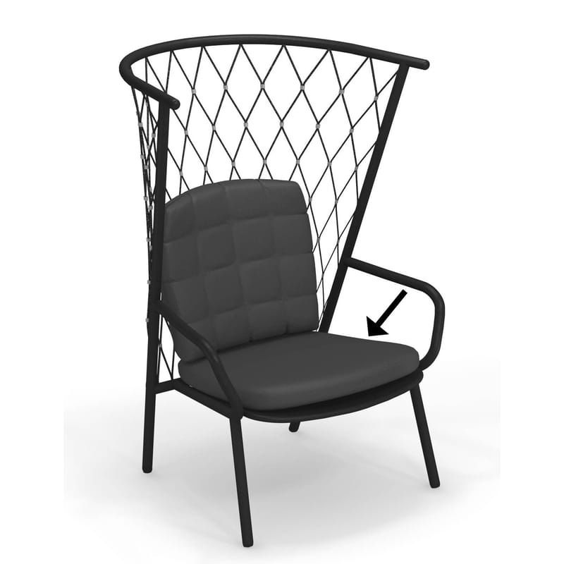 Furniture - Armchairs -  Cushion textile grey seat & backrest / For Nef low armchair - Emu - Dark grey - Acrylic fabric, Foam