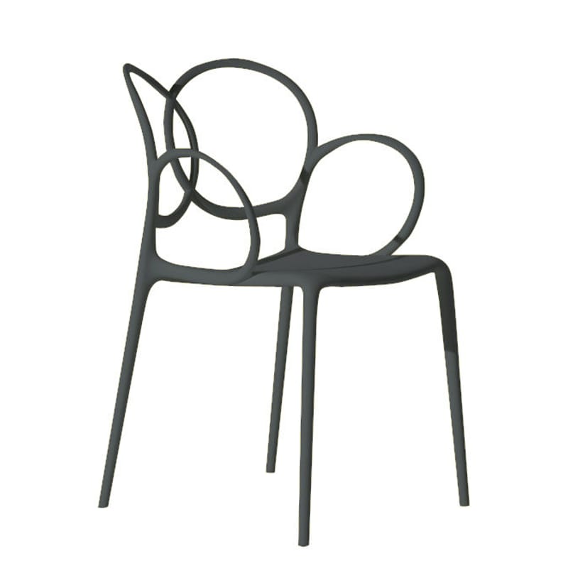 Mobilier - Chaises, fauteuils de salle à manger - Fauteuil empilable Sissi plastique gris Outdoor - Driade - Gris foncé - Fibre de verre, Polyéthylène, Polypropylène