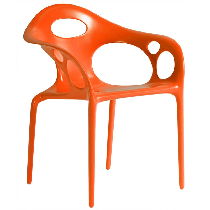 Mobilier - Chaises, fauteuils de salle à manger - Fauteuil empilable Supernatural - Moroso - Orange - Fibre de verre, Polypropylène