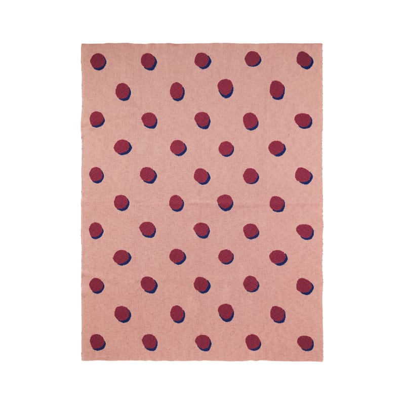 Arredamento - Mobili per bambini - Plaid per bambini Pois - Effet 3D tessuto rosa rosso / 120 x 160 cm - Ferm Living - Rosa / Pois rossi - Cotone