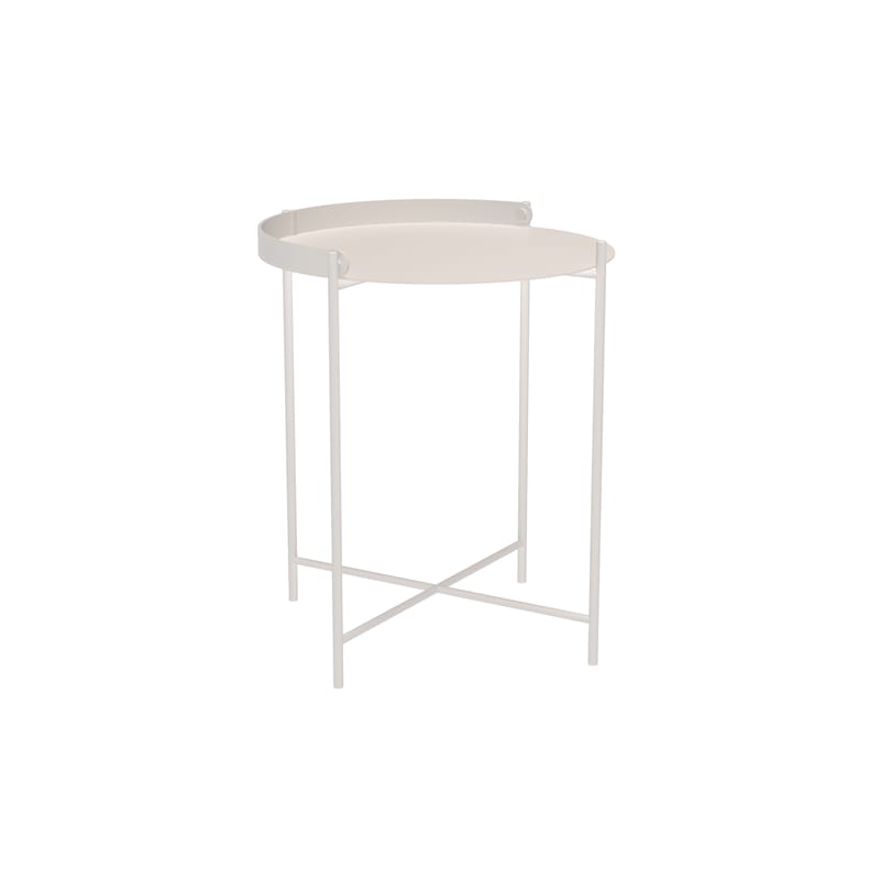 Mobilier - Tables basses - Table d\'appoint Edge métal blanc / Poignée rabattable -Ø 46 x H 53 cm - Houe - Blanc sourd - Acier thermolaqué
