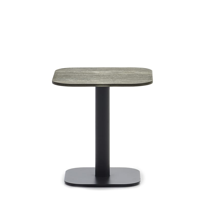 Mobilier - Tables basses - Table d\'appoint Kodo céramique beige / 41 x 41 cm - Vincent Sheppard - Gris-brun (céramique) / Pied gris Fossile - Aluminium thermolaqué, Céramique