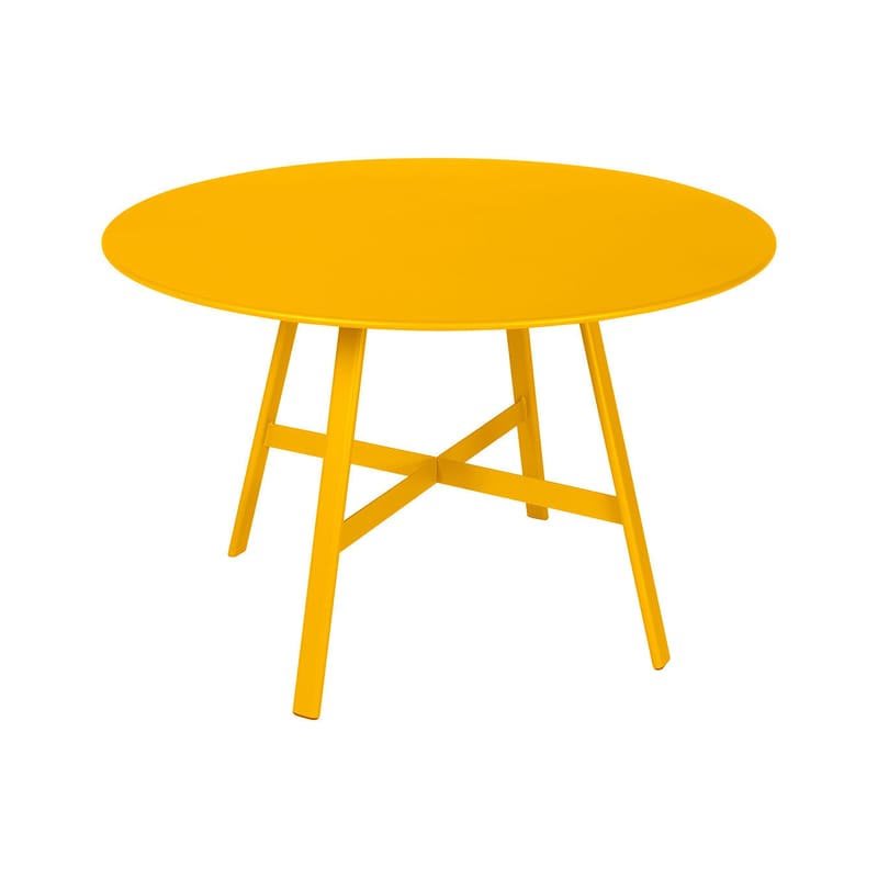 Jardin - Tables de jardin - Table ronde So’O métal jaune / Ø 117 cm - 6 personnes - Fermob - Miel texturé - Acier