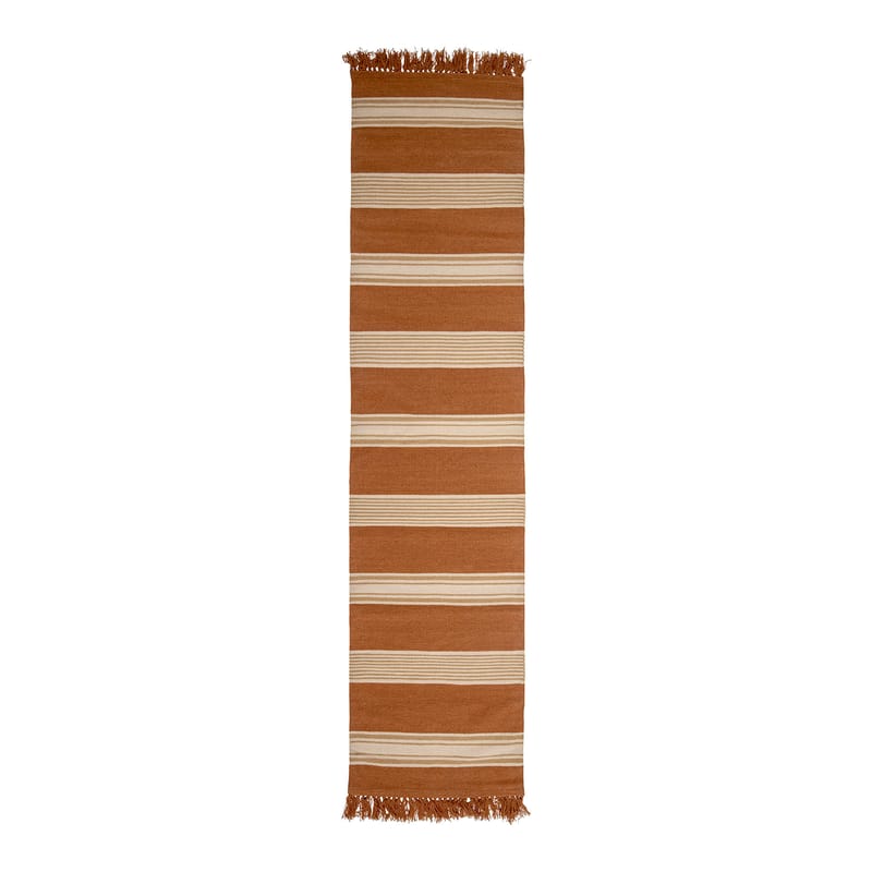 Décoration - Tapis - Tapis de couloir Lior  marron / 300 x 70 cm - Laine - Bloomingville - Marron & beige - Coton, Laine