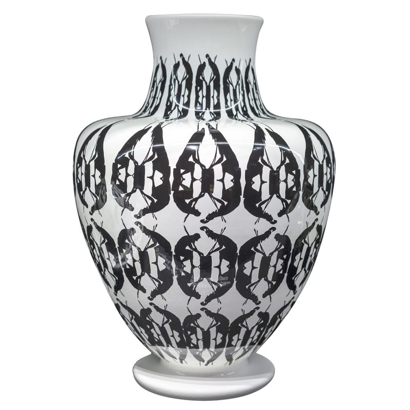 Dekoration - Vasen - Vase Greeky keramik weiß schwarz / Ø 30 cm x H 43 cm - handgefertigt - Driade - Schwarz & weiß - Keramik, bemalt