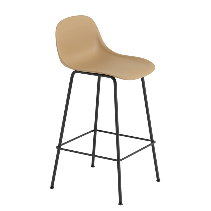 Mobilier - Tabourets de bar - Chaise de bar Fiber Bar plastique matériau composite marron / H 65 cm - Muuto - Ocre - Acier peint, Matériau composite recyclé
