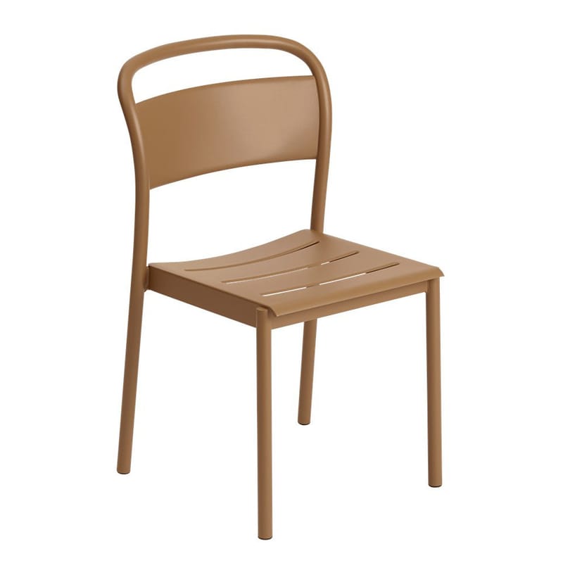 Mobilier - Chaises, fauteuils de salle à manger - Chaise empilable Linear métal marron beige - Muuto - Caramel - Acier