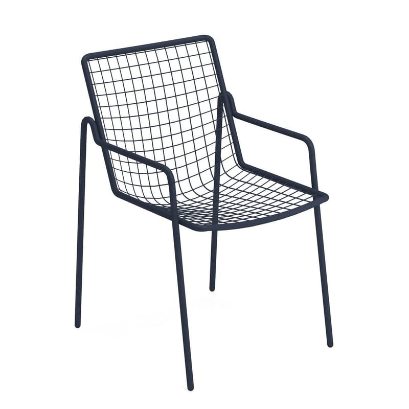Mobilier - Chaises, fauteuils de salle à manger - Fauteuil empilable Rio R50 métal bleu - Emu - Bleu foncé - Acier