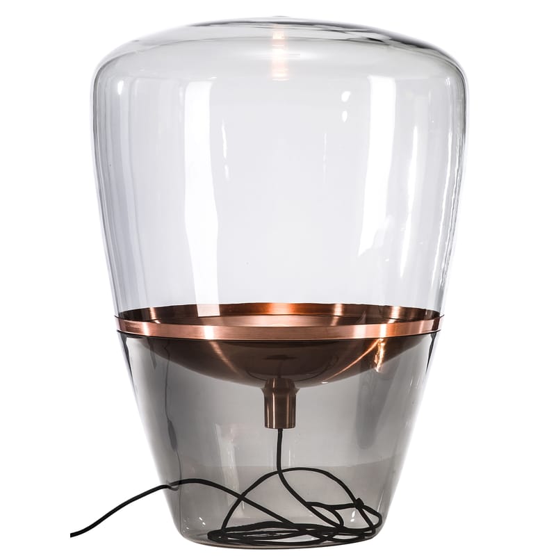 Luminaire - Lampadaires - Lampe à poser Balloon Large verre gris cuivre / H 78 cm - Brokis - Verre fumé / Cuivre - Cuivre, Verre soufflé moulé