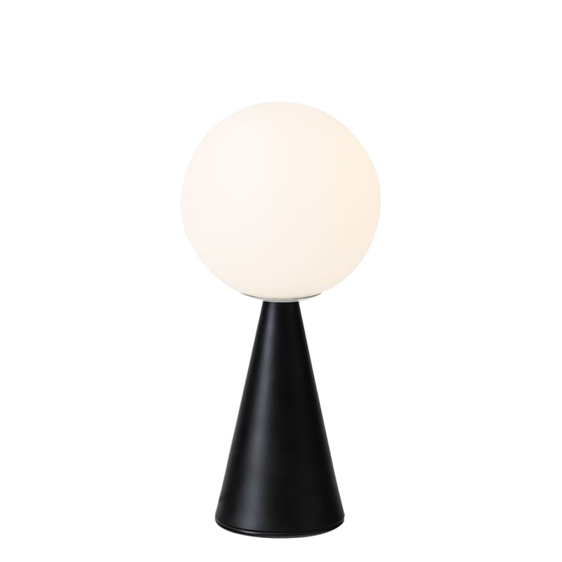 Luminaire - Lampes de table - Lampe de table Bilia Mini métal verre noir / H 26 cm - By Gio Ponti (1932) - Fontana Arte - Noir - Métal, Verre soufflé satiné