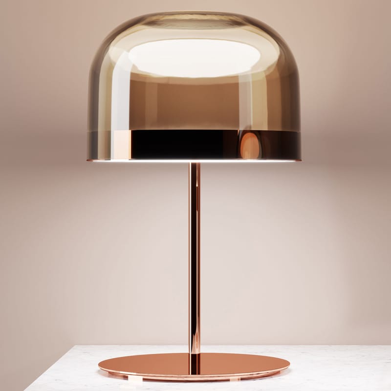 Luminaire - Lampes de table - Lampe de table Equatore Large LED métal verre marron cuivre / H 60 cm - Fontana Arte - Cuivre & marron - Métal, Verre soufflé