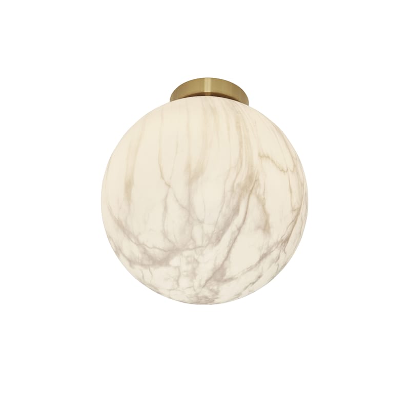 Luminaire - Plafonniers - Plafonnier Carrara Large verre blanc or / Ø 28 cm - Verre effet marbre - It\'s about Romi - Ø 28 cm / Blanc & or - Métal, Verre