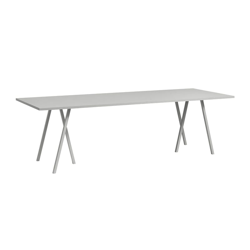 Furniture - Dining Tables - Loop Rectangular table plastic material grey W 160 cm - Hay - Grey - Lacquered steel