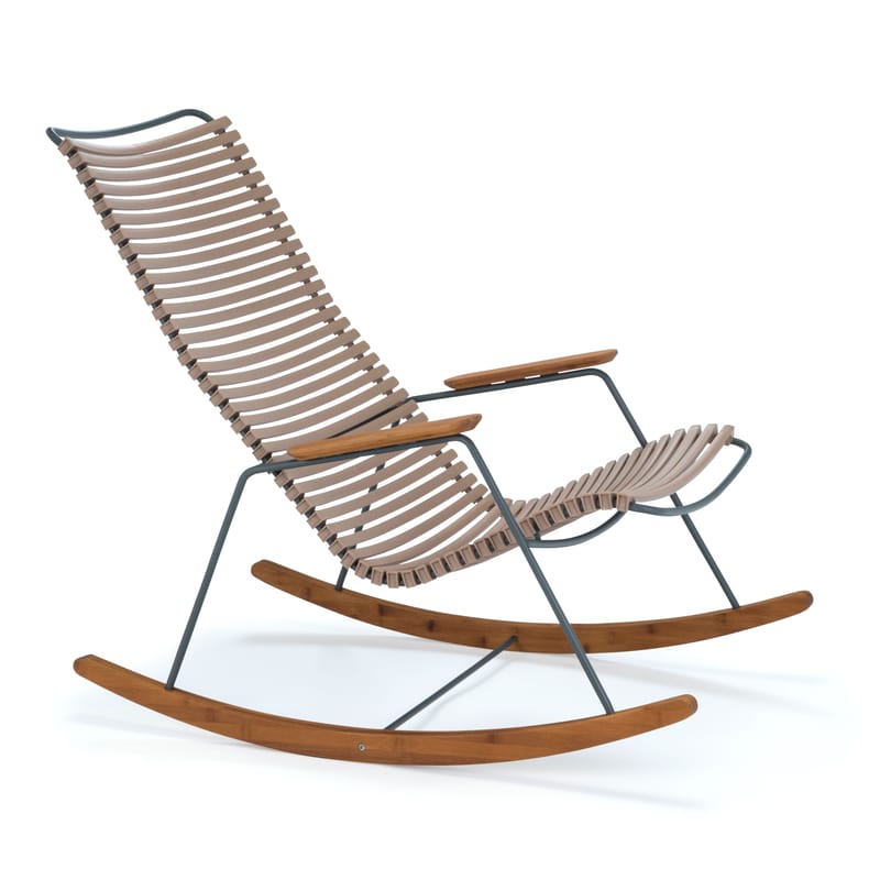 Mobilier - Fauteuils - Rocking chair Click plastique beige / bambou - Houe - Sable - Bambou, Matière plastique, Métal