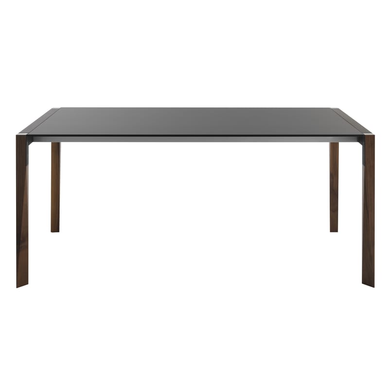 Mobilier - Tables - Table à rallonge Tango / L 125 à 205 cm - Plateau Fenix-NTM® - Horm - Noir / Pieds noyer - Métal laqué, Noyer massif, Thermo-stratifié Fenix-NTM®