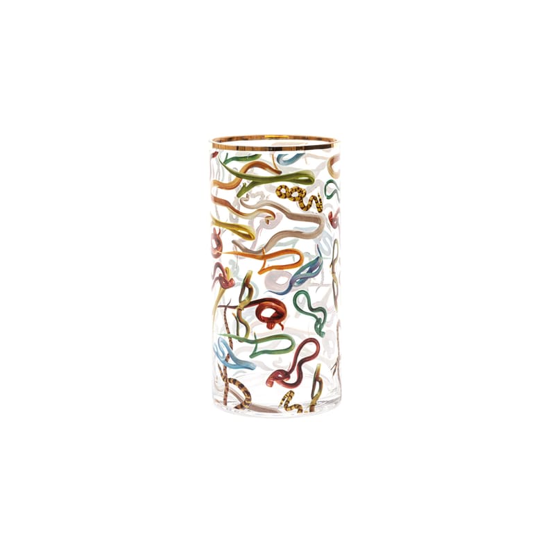 Décoration - Vases - Vase Toiletpaper - Snakes verre multicolore / Medium - Ø 15 x H 30 cm / Détail or 24K - Seletti - Snakes - Or véritable, Verre