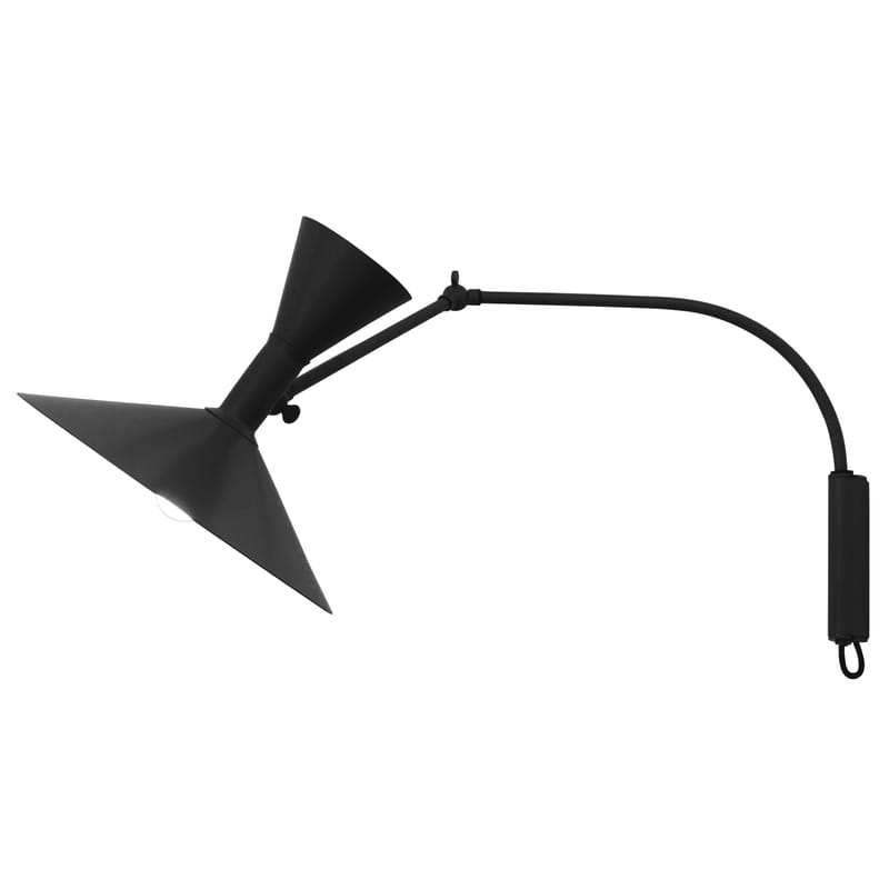 Luminaire - Appliques - Applique avec prise MINI Lampe de Marseille métal noir by Le Corbusier / L 90 cm - Réédition 1954 - Nemo - Noir - Acier, Aluminium