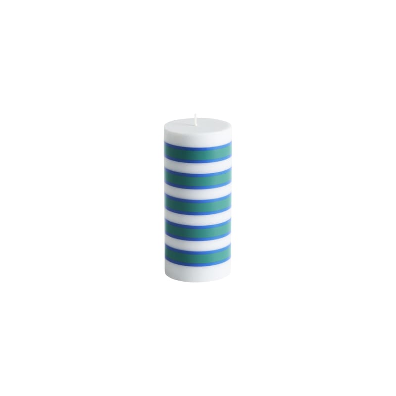 Décoration - Bougeoirs, photophores - Bougie bloc Column Small cire multicolore / Ø 6,5 x H 15 cm - Hay - Gris clair / Bleu / Vert - Huile, Stéarine