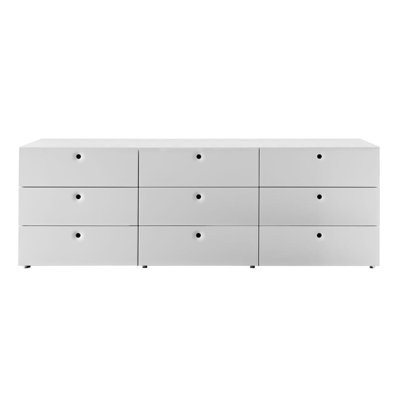 Mobilier - Commodes, buffets & armoires - Buffet Anish bois blanc /  9 tiroirs - L 192 x H 66 cm - Horm - Blanc - Mélaminé laqué