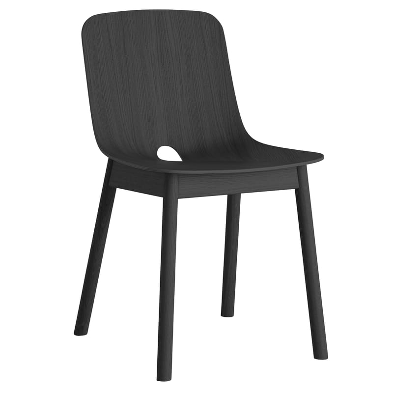 Mobilier - Chaises, fauteuils de salle à manger - Chaise Mono bois noir / Chêne - Woud - Noir - Chêne massif peint, Contreplaqué de chêne peint