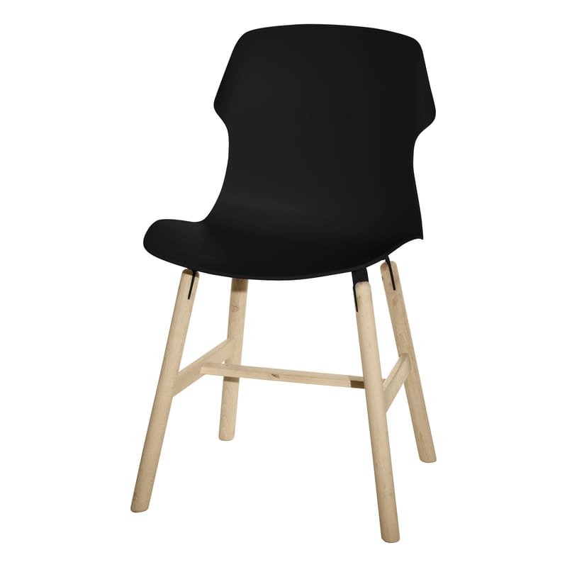 Mobilier - Chaises, fauteuils de salle à manger - Chaise Stereo wood plastique bois noir - Casamania - Noir - Bois massif, Polypropylène