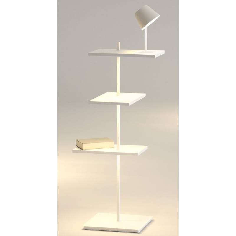 Mobilier - Etagères & bibliothèques - Etagère lumineuse Suite métal blanc / H 112 cm / Lampe & port USB - Vibia - Blanc - Métal laqué, Polycarbonate