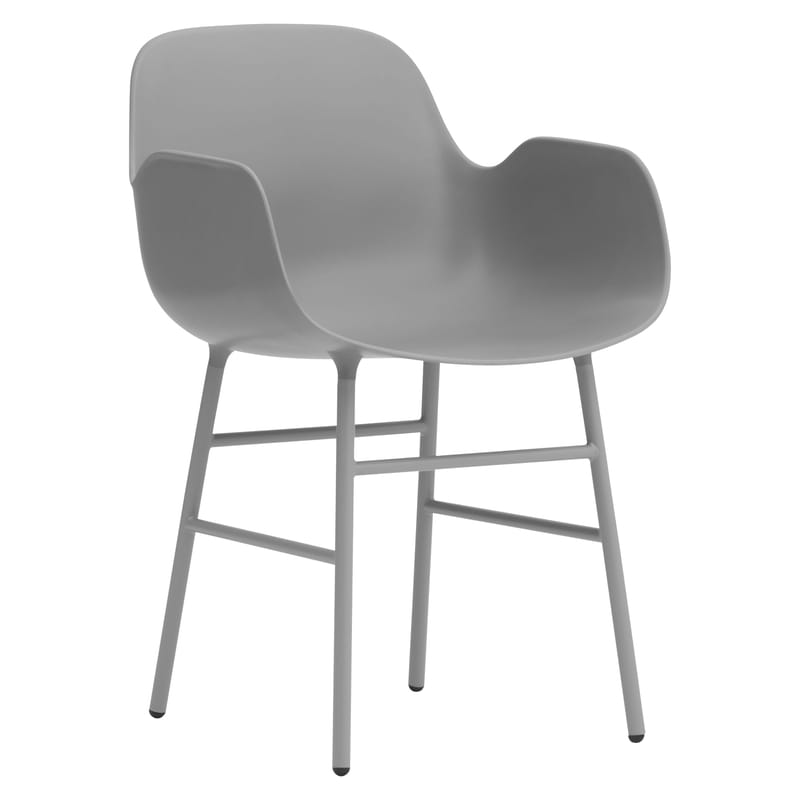 Mobilier - Chaises, fauteuils de salle à manger - Fauteuil Form plastique gris / Pied métal - Normann Copenhagen - Gris - Acier laqué, Polypropylène