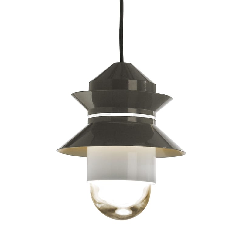 Luminaire - Suspensions - Lampe d\'extérieur Santorini verre plastique gris / à suspendre - Câble avec prise - Marset - Gris - Polycarbonate, Verre
