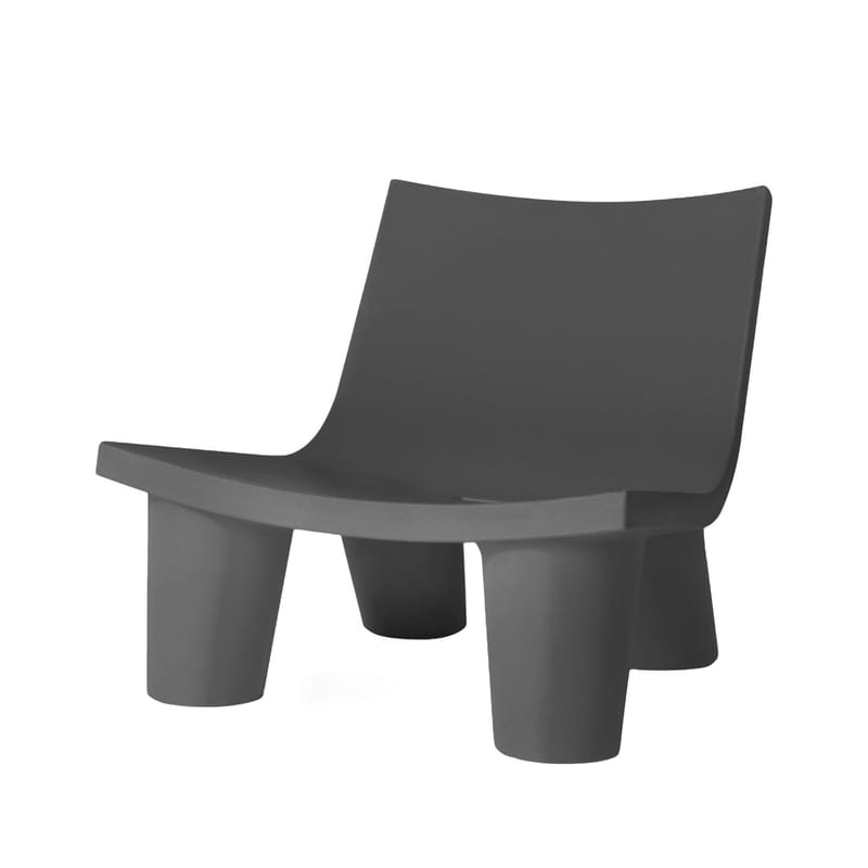 Furniture - Armchairs - Low Lita Low armchair plastic material grey - Slide - Grey - Recyclable rotomoulded polyethylene