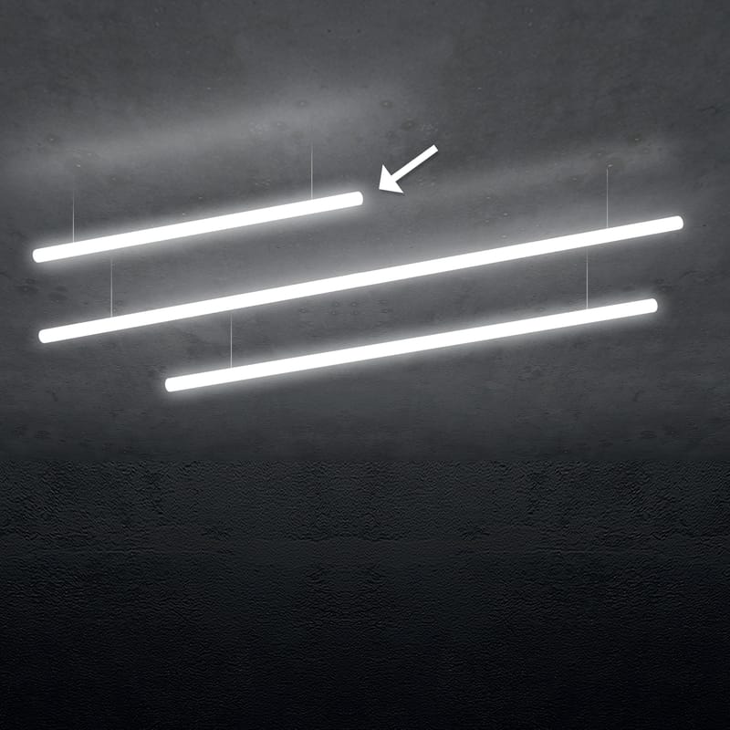 Leuchten - Pendelleuchten - Pendelleuchte Alphabet of light Linear metall plastikmaterial weiß / Stabform - L 120 cm - Artemide - Weiß / L 120 cm - Aluminium, Methacrylate