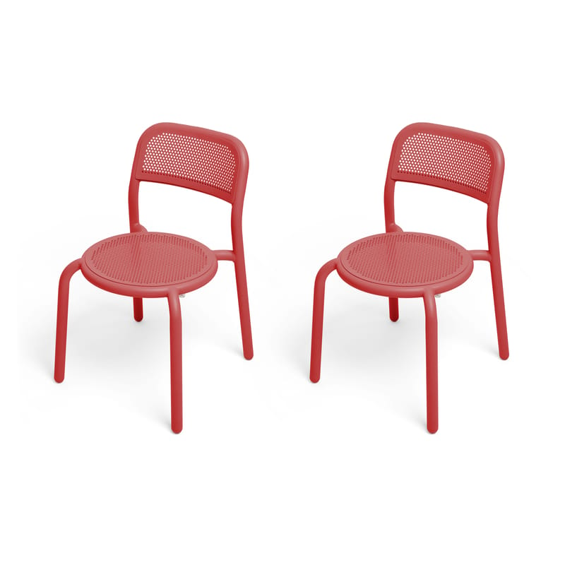 Furniture - Chairs - Toní Stacking chair metal red / Set of 2 - Perforated aluminium - Fatboy - Industrial red - Aluminium