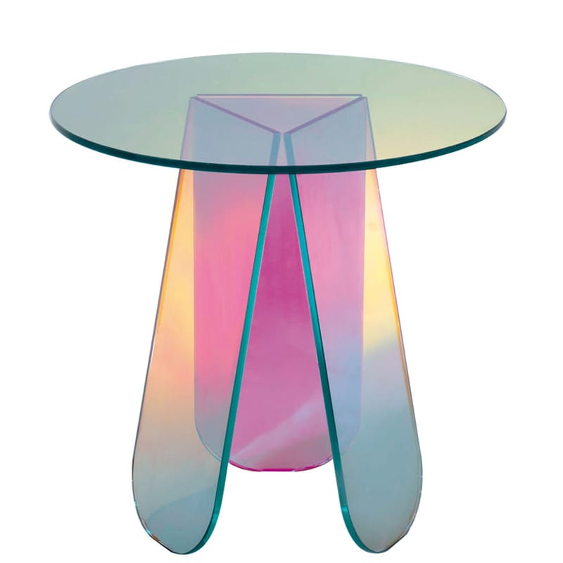 Mobilier - Tables basses - Table basse Shimmer verre multicolore / Ø 52 x H 45 cm - Glas Italia - Ø 52 / Multicolore - Verre