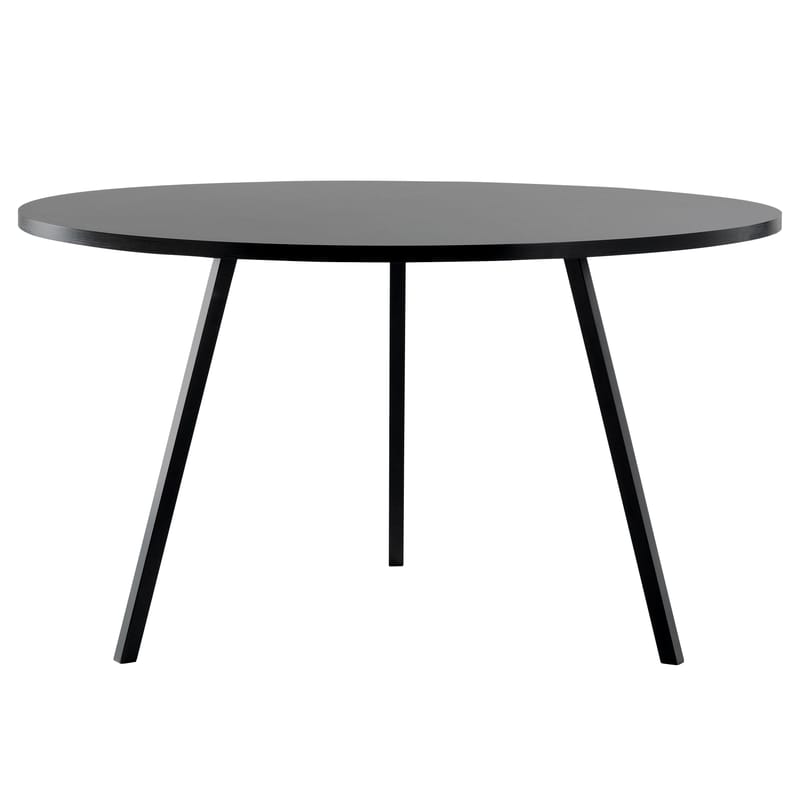 Mobilier - Tables - Table ronde Loop métal / Ø 120 cm - Stratifié finition linoleum - Hay - Noir - Acier laqué