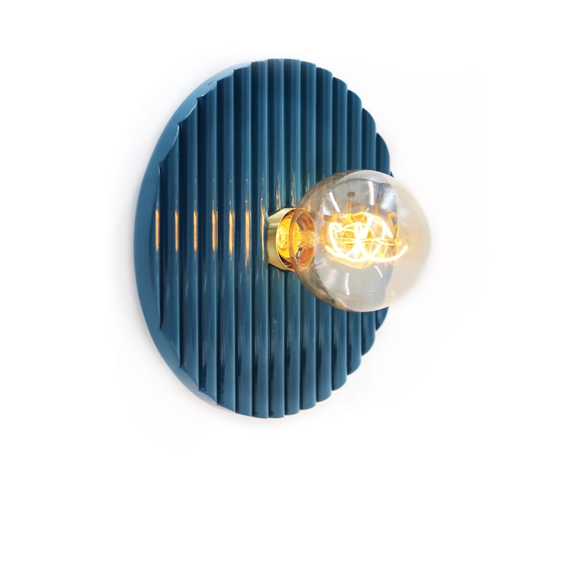 Luminaire - Appliques - Applique Riviera bois bleu / Ø 25 cm - Maison Sarah Lavoine - Bleu Sarah - Rotin laqué