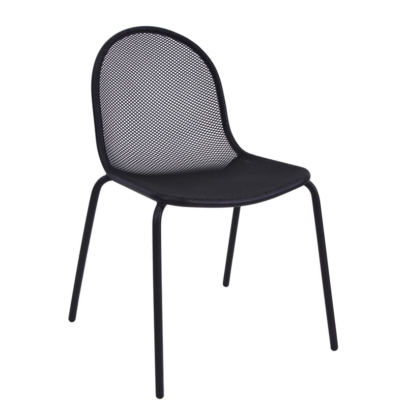 Mobilier - Chaises, fauteuils de salle à manger - Chaise empilable Nova métal noir - Emu - Noir - Acier verni