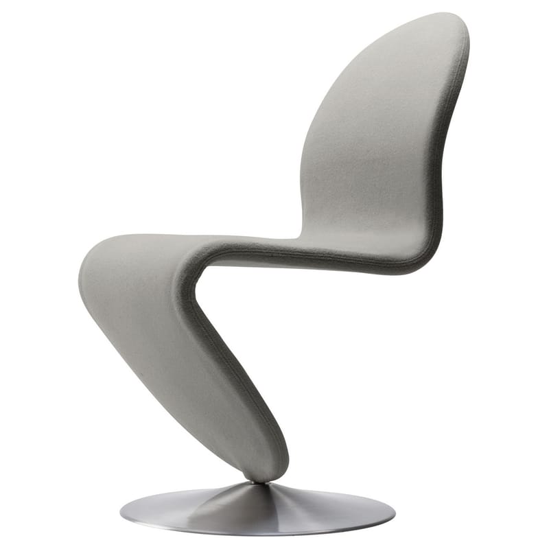 Mobilier - Chaises, fauteuils de salle à manger - Chaise rembourrée 123 tissu gris beige / Exclu web - Verpan - Taupe - Aluminium brossé, Laine, Mousse de caoutchouc