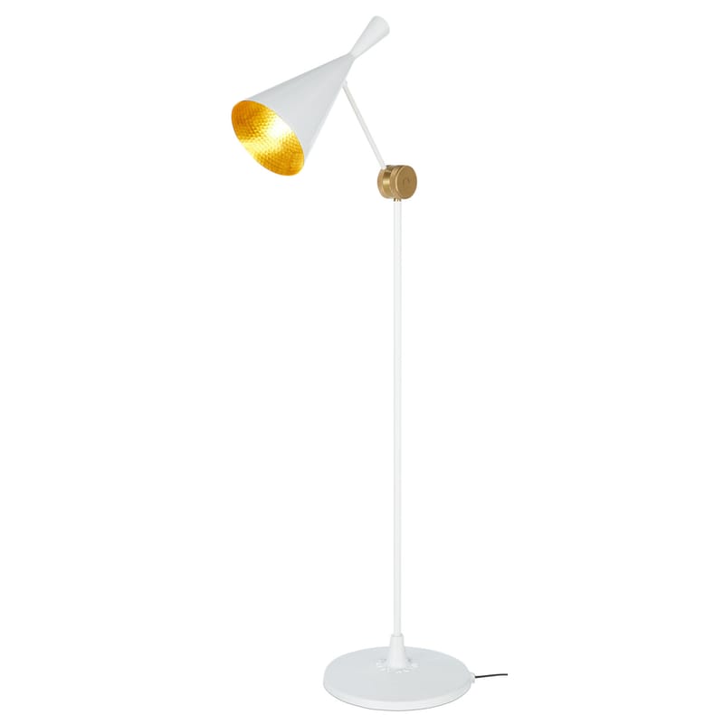 Luminaire - Lampadaires - Lampadaire Beat métal blanc / H 157 cm - Tom Dixon - Blanc brillant - Fonte, Laiton