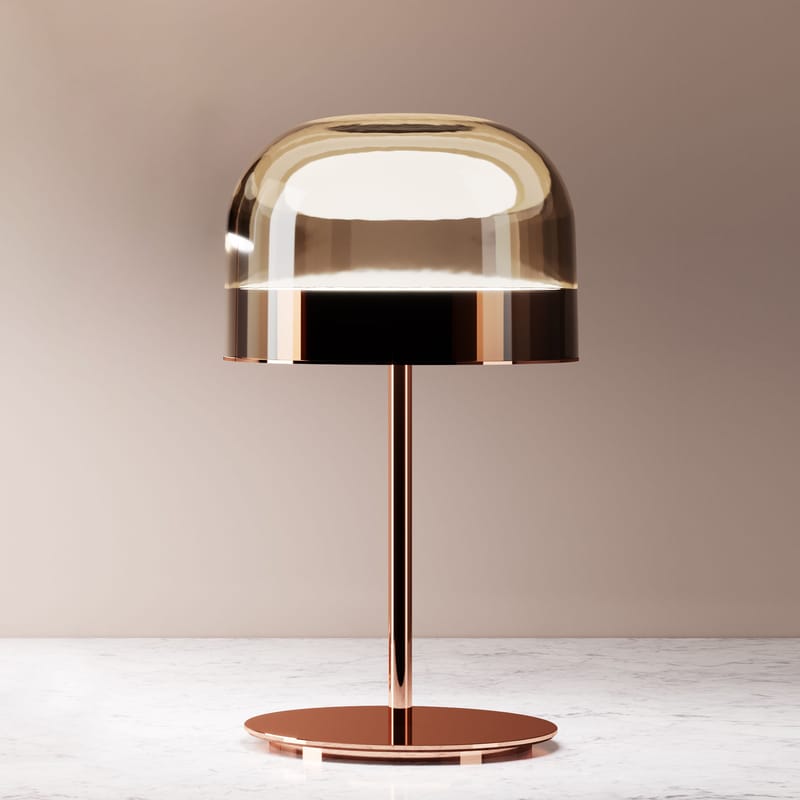 Luminaire - Lampes de table - Lampe de table Equatore Small LED métal verre marron cuivre / H 43 cm - Fontana Arte - Cuivre & marron - Métal, Verre soufflé