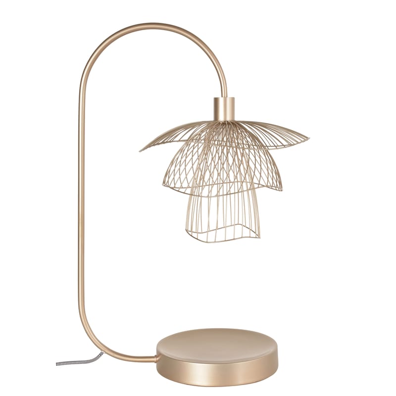 Luminaire - Lampes de table - Lampe de table Papillon métal beige / H 62 cm - Forestier - Champagne - Acier thermolaqué