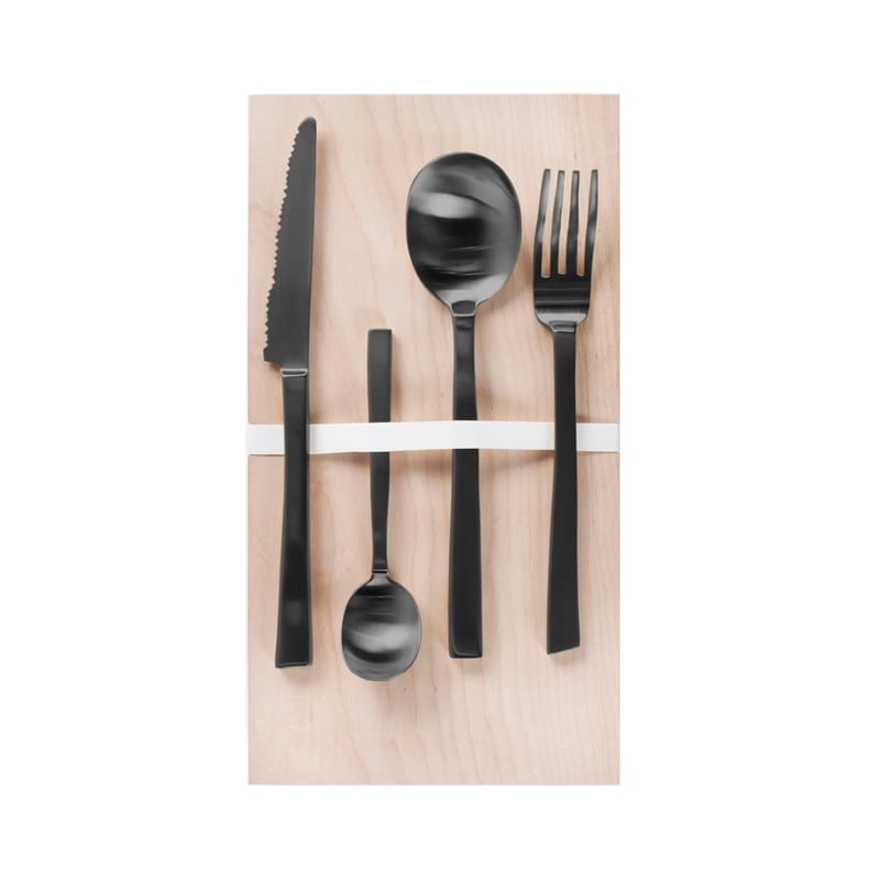 Table et cuisine - Couverts - Ménagère by Maarten Baas métal noir / 16 couverts (4 personnes) - valerie objects - Noir brossé - Acier inoxydable
