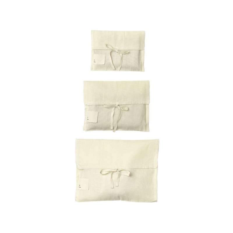 Décoration - Paniers et petits rangements - Sac cadeau  tissu beige / Set de 3 - Lin / 38 x 29 cm - Ferm Living - Ecru - Lin
