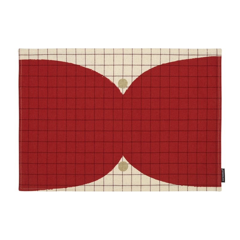 Tendances - Petits prix - Set de table Kalendi tissu rouge / Coton enduit - 31 x 42 cm - Marimekko - Kalendi / Rouge, lin, or - Coton enduit