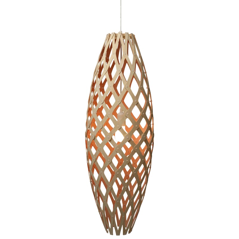 Luminaire - Suspensions - Suspension Hinaki orange bois naturel / H 90 cm - Bicolore - David Trubridge - Orange / bambou naturel - Bambou