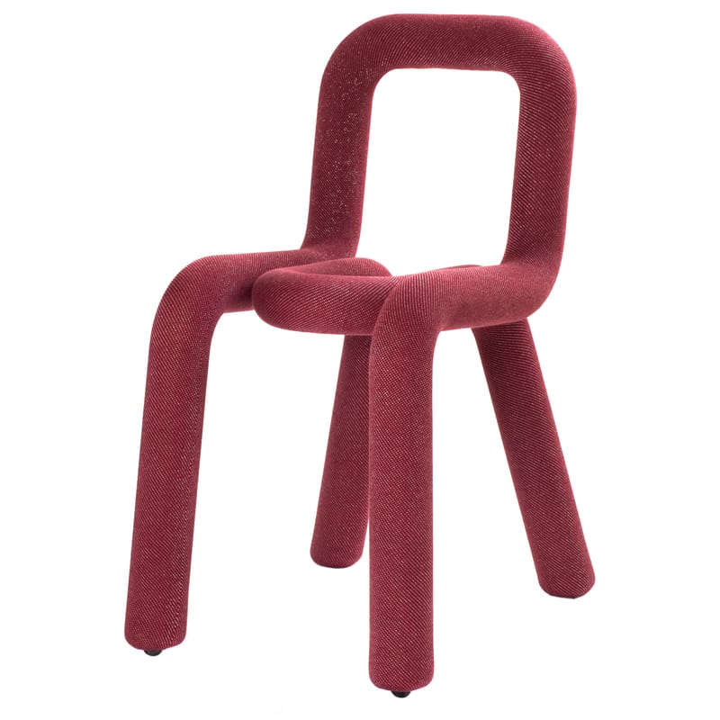Mobilier - Chaises, fauteuils de salle à manger - Chaise rembourrée Bold Sparkling tissu rouge / pailleté - Moustache - Rouge pailleté - Acier, Mousse polyuréthane, Tissu