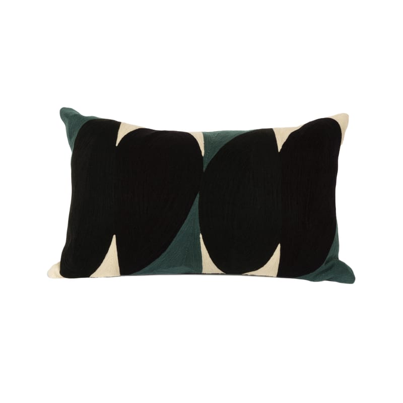 Décoration - Coussins - Coussin Illusion tissu multicolore noir / 50 x 30 cm - Coton brodé - Maison Sarah Lavoine - Bleu Sarah - 100% coton (broderie point de chaînette)