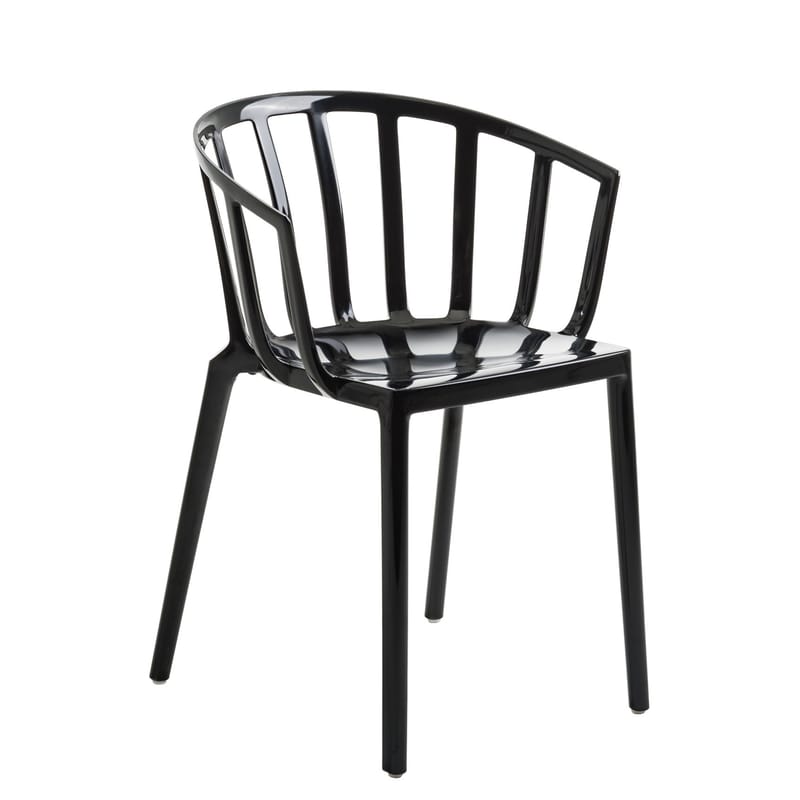 Mobilier - Chaises, fauteuils de salle à manger - Fauteuil empilable Generic AC Venice plastique noir / brillant - Philippe Starck, 2018 - Kartell - Noir brillant - Polycarbonate
