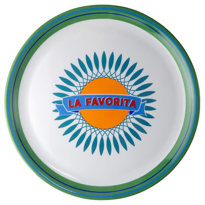 Tavola - Vassoi e piatti da portata - Paitto a pizza Bel Paese - La Favorita ceramica blu arancione verde / Ø 32 cm - Porcellana - Bitossi Home - Favorita - Porcellana
